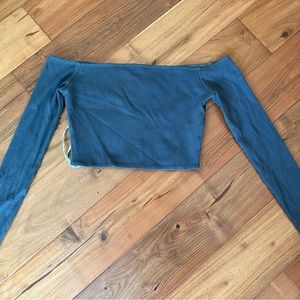 Privacy Please off shoulder grey crop top